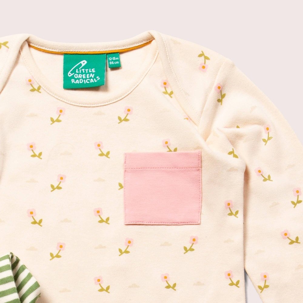 Little Green Radicals Pink Flowers Organic T-Shirt & Jogger Playset 