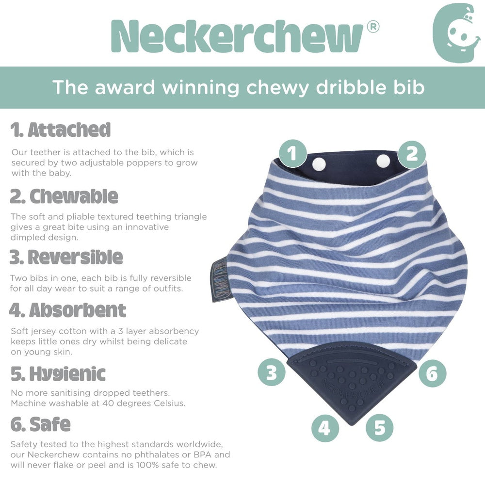 Neckerchew Teething Dribble Bib - Preppy Stripes 4