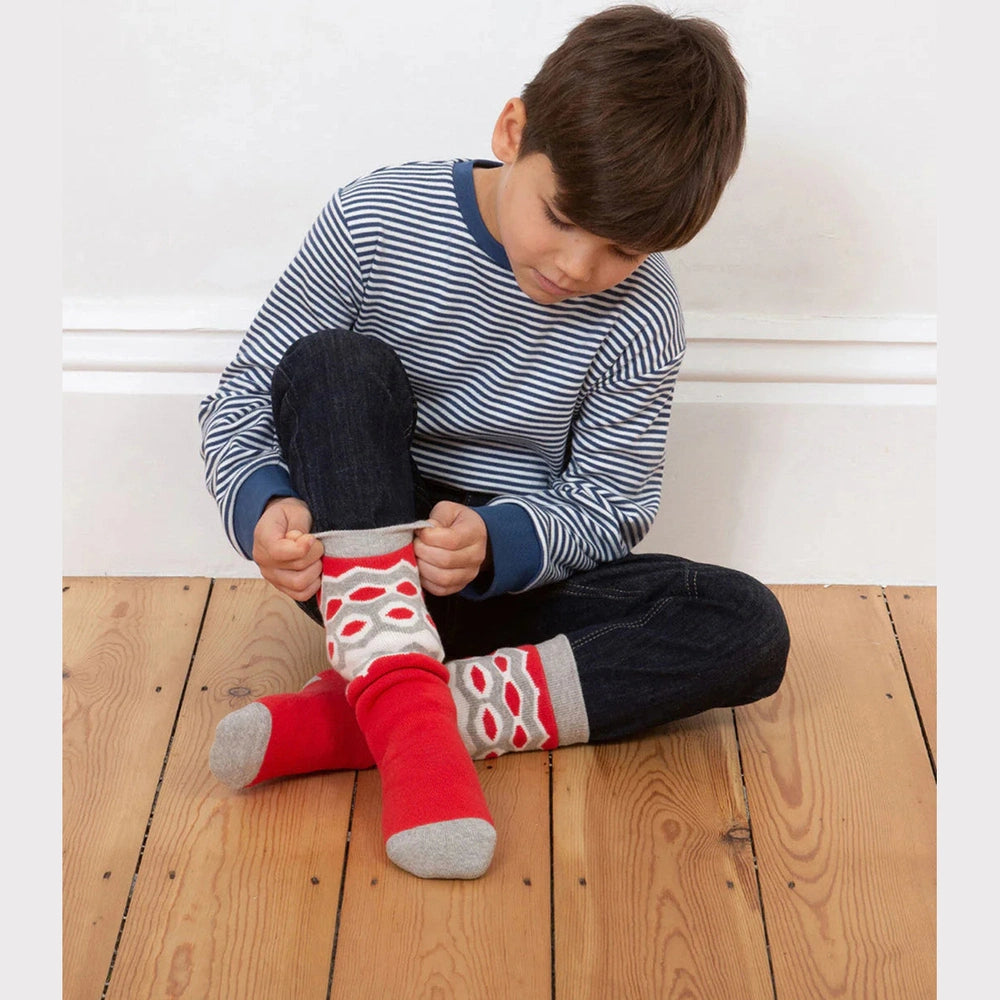 Fair Isle Cosy Socks - Red 2