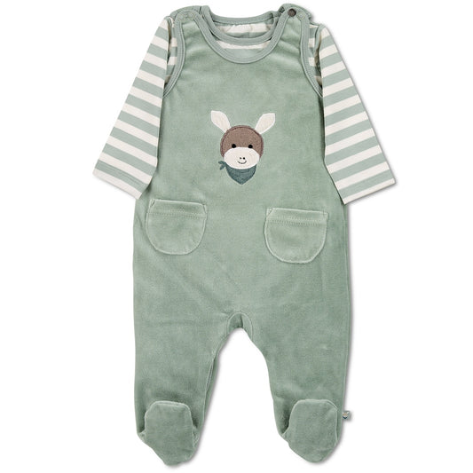 Organic Cotton Velour Dungaree Set 1