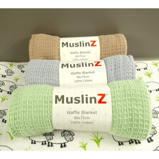 Muslinz - MerryGoRoundUK Ltd MuslinZ Waffle Cellular Receiving Blanket - Cotton 90x75cm 