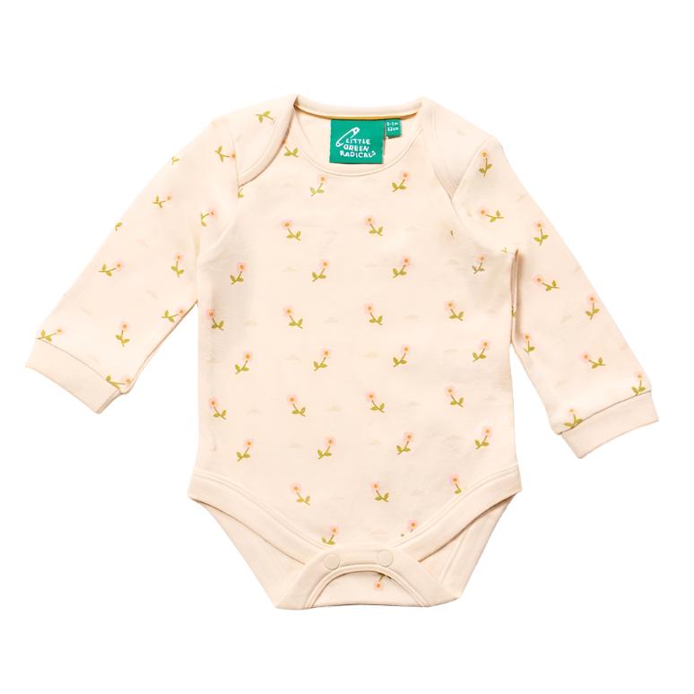 Little Green Radicals Pink Flowers Organic Baby Bodysuit Set - 2 Pack 