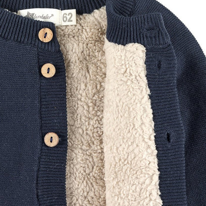 Organic Knitted Lined Jacket - Navy 2