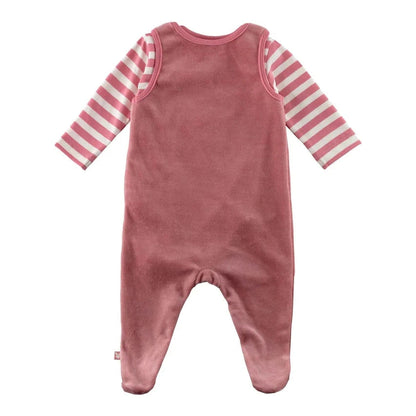 Organic Cotton Velour Dungaree Set - Rose 2