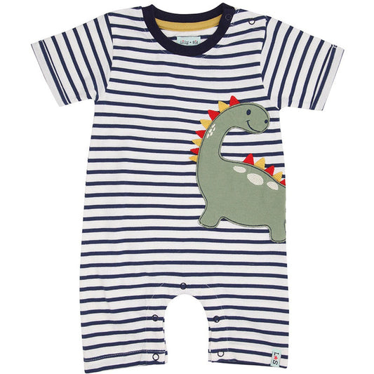 Dizzy Dino Applique Stripe Romper 1