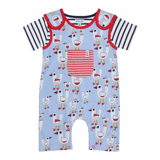 Sandy Seagull Shortie Dungaree Set 1