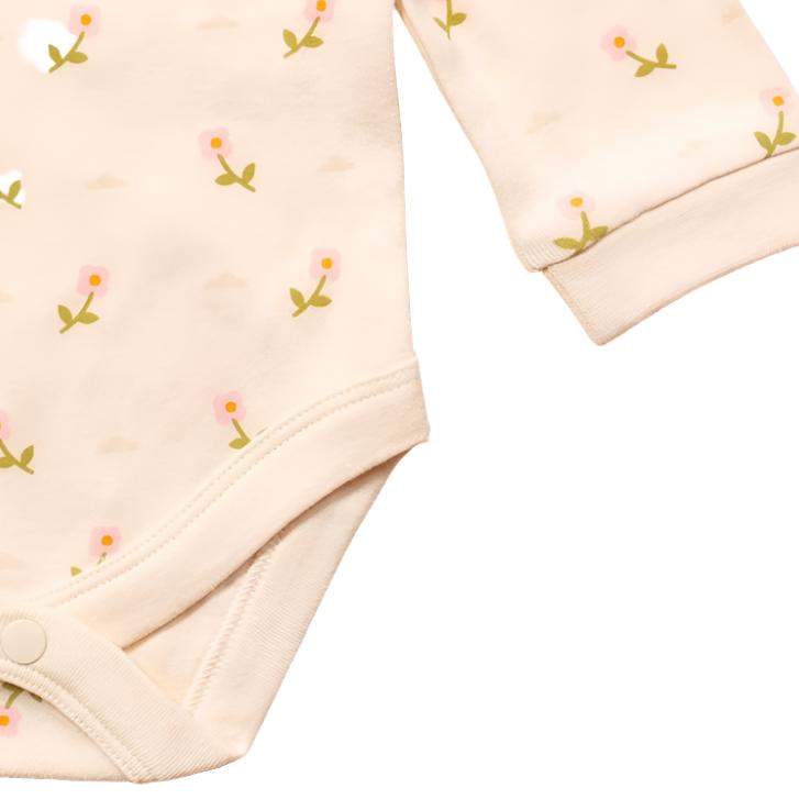 Little Green Radicals Pink Flowers Organic Baby Bodysuit Set - 2 Pack 