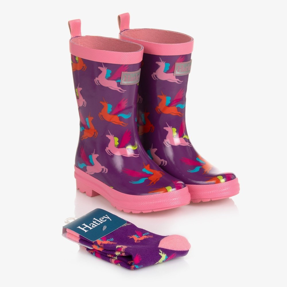 Hatley Wellingtons & Sock Set - Pretty Pegasus 