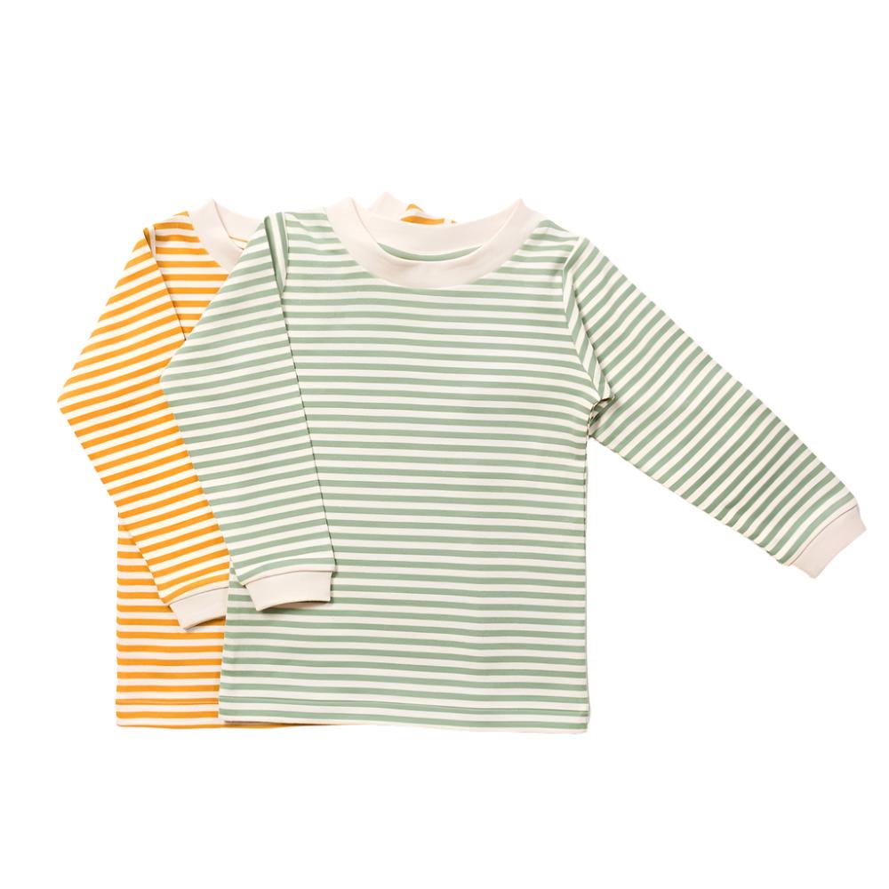 Little Green Radicals Golden & Green Striped Long Sleeve T-Shirt Set 