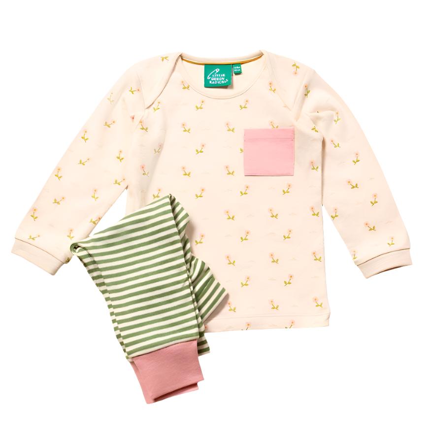 Little Green Radicals Pink Flowers Organic T-Shirt & Jogger Playset 