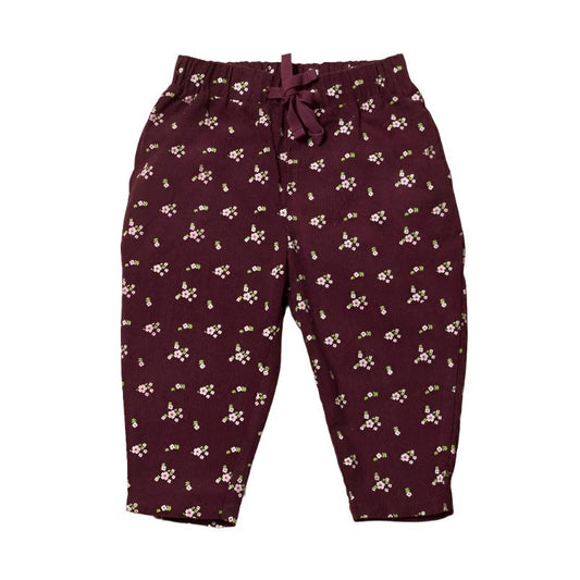 Little Green Radicals Plum Flowers Cord Comfy Trousers 